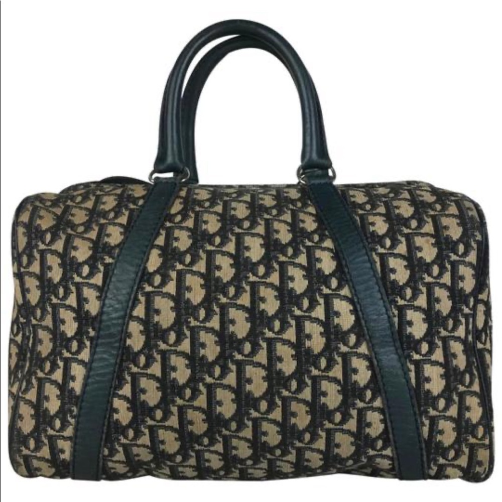 Vintage Dior Trotter Navy Duffle able Canvass Weekend/Travel Bag